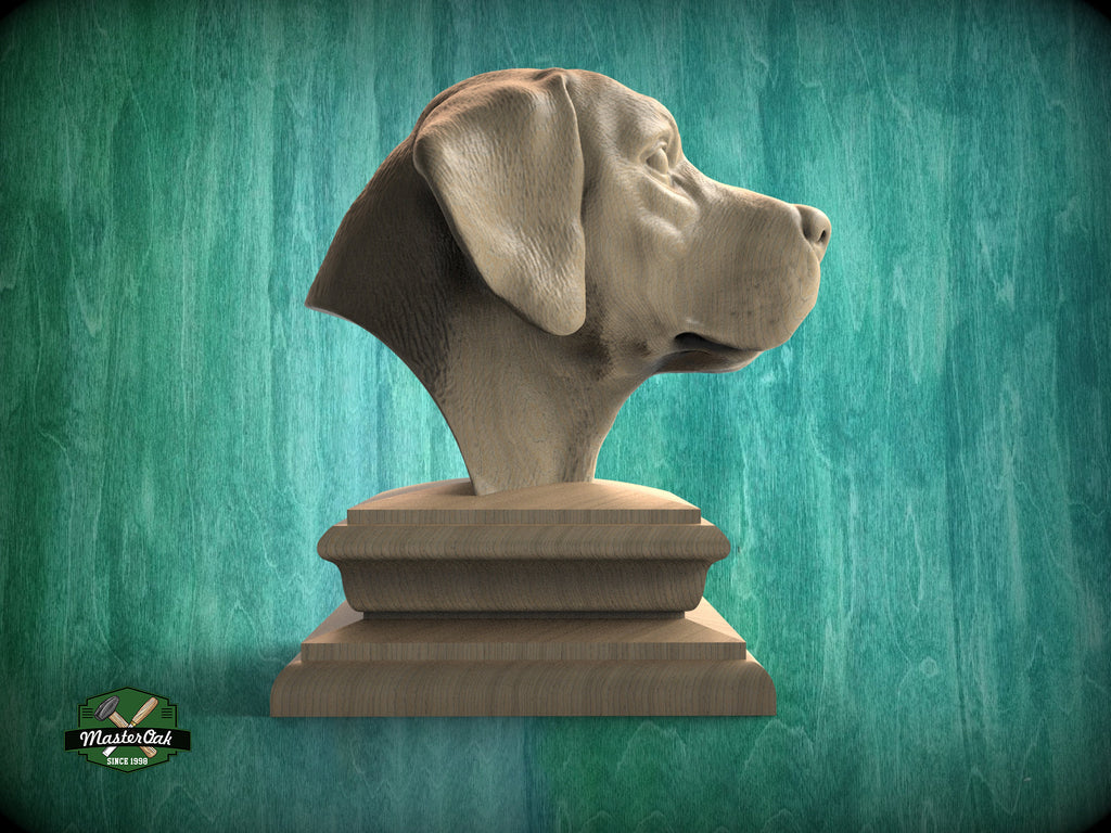 Labrador Statue #2 made of wood, Labrador Wooden Finial for Staircase Newel Post, Labrador finial bed post, Labrador statue of wood