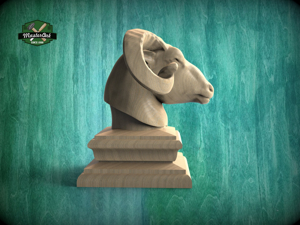 Ram Statue made of wood, Ram Wooden Finial for Staircase Newel Post, Ram finial bed post, Ram statue of wood