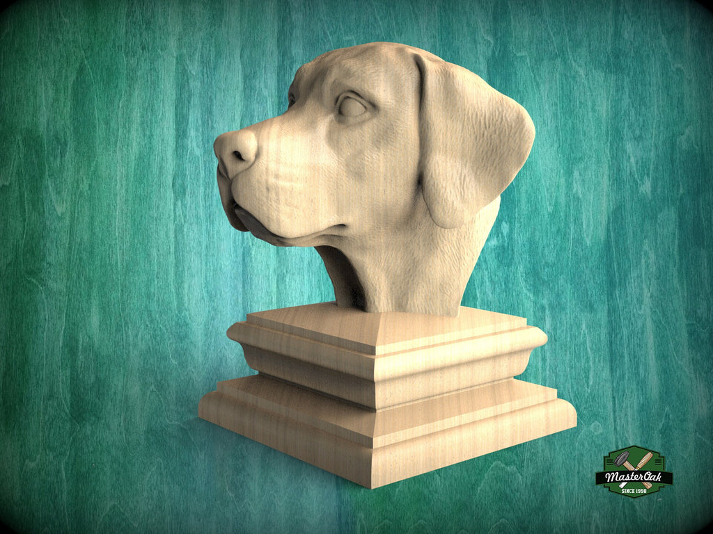 Labrador Statue #2 made of wood, Labrador Wooden Finial for Staircase Newel Post, Labrador finial bed post, Labrador statue of wood