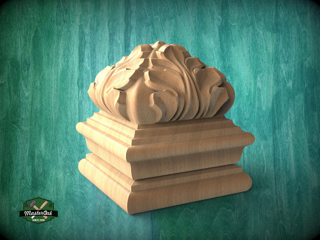High Square Post Finials , Square Staircase Newel Post Cap, Square bed cap