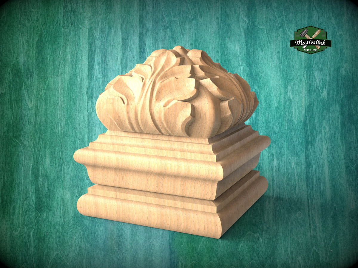 High Square Post Finials , Square Staircase Newel Post Cap, Square bed cap