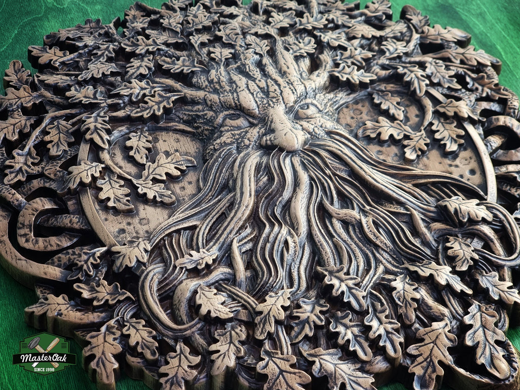 Face of Nature Wooden Carving of an Oak Tree, Tree of Wisdom, Handcrafted Wooden Carving