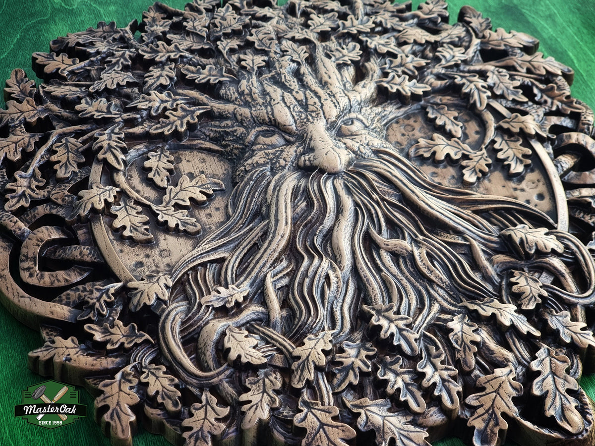 Face of Nature Wooden Carving of an Oak Tree, Tree of Wisdom, Handcrafted Wooden Carving
