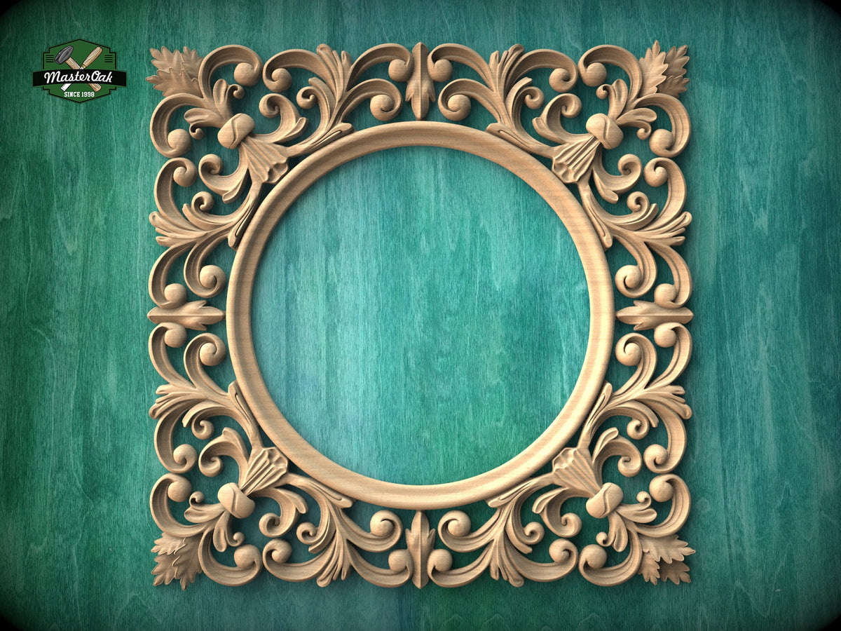 Classic Style Wooden Frames for Ceiling Chandeliers, Detailed Acanthus Ornamentation, Ceiling decor