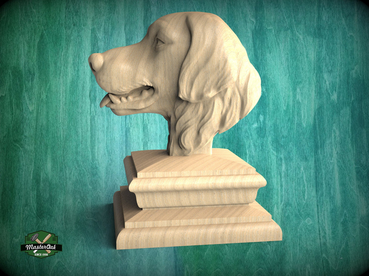 Golden Retriever Statue made of wood, Golden Retriever Wooden Finial for Staircase Newel Post, Labrador finial bed post