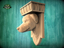Load image into Gallery viewer, Irish Wolfhound Corbel made of wood, Unpainted, Irish Wolfhound bust Decorative Carved Wooden Corbel, Home Wall Embellishments

