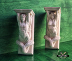 Mermaid and Merman corbels of wood, Unpainted, Decorative Carved Wooden Corbel, 1pc, Home Wall Embellishments, marine theme decor
