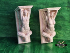 Mermaid and Merman corbels of wood, Unpainted, Decorative Carved Wooden Corbel, 1pc, Home Wall Embellishments, marine theme decor