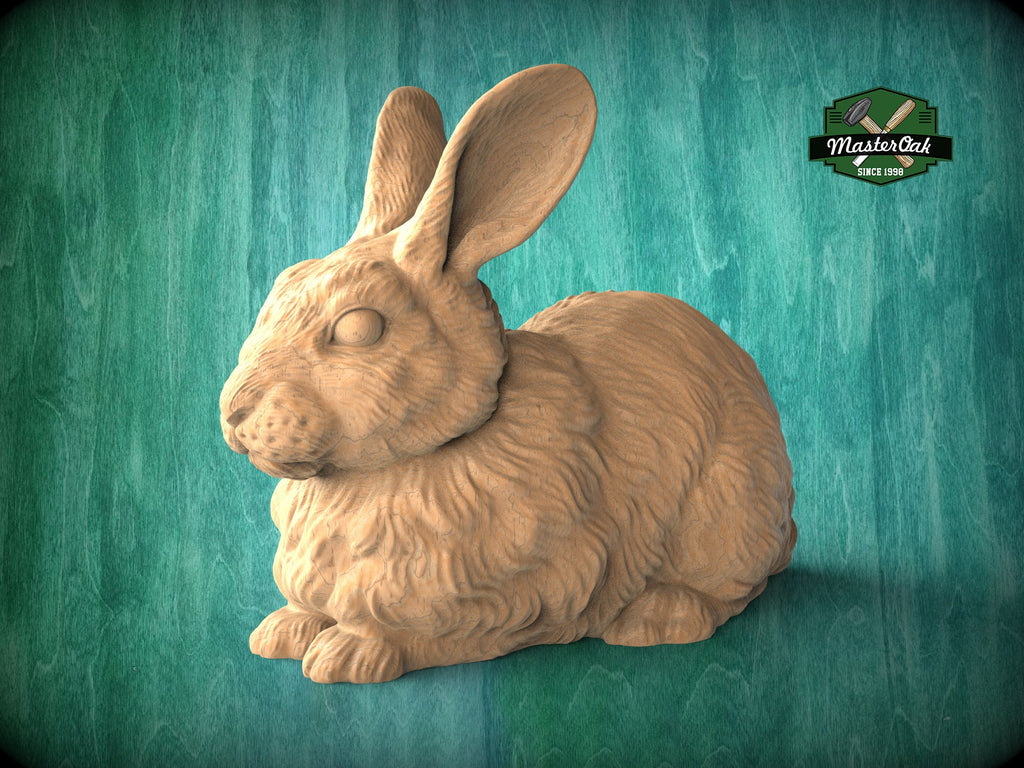 Lying Rabbit Wooden Finial for Staircase Newel Post, Rabbit finial bed post, Rabbit statue of wood, Wooden Rabbit statue cap