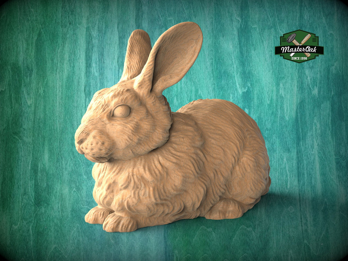Lying Rabbit Wooden Finial for Staircase Newel Post, Rabbit finial bed post, Rabbit statue of wood, Wooden Rabbit statue cap