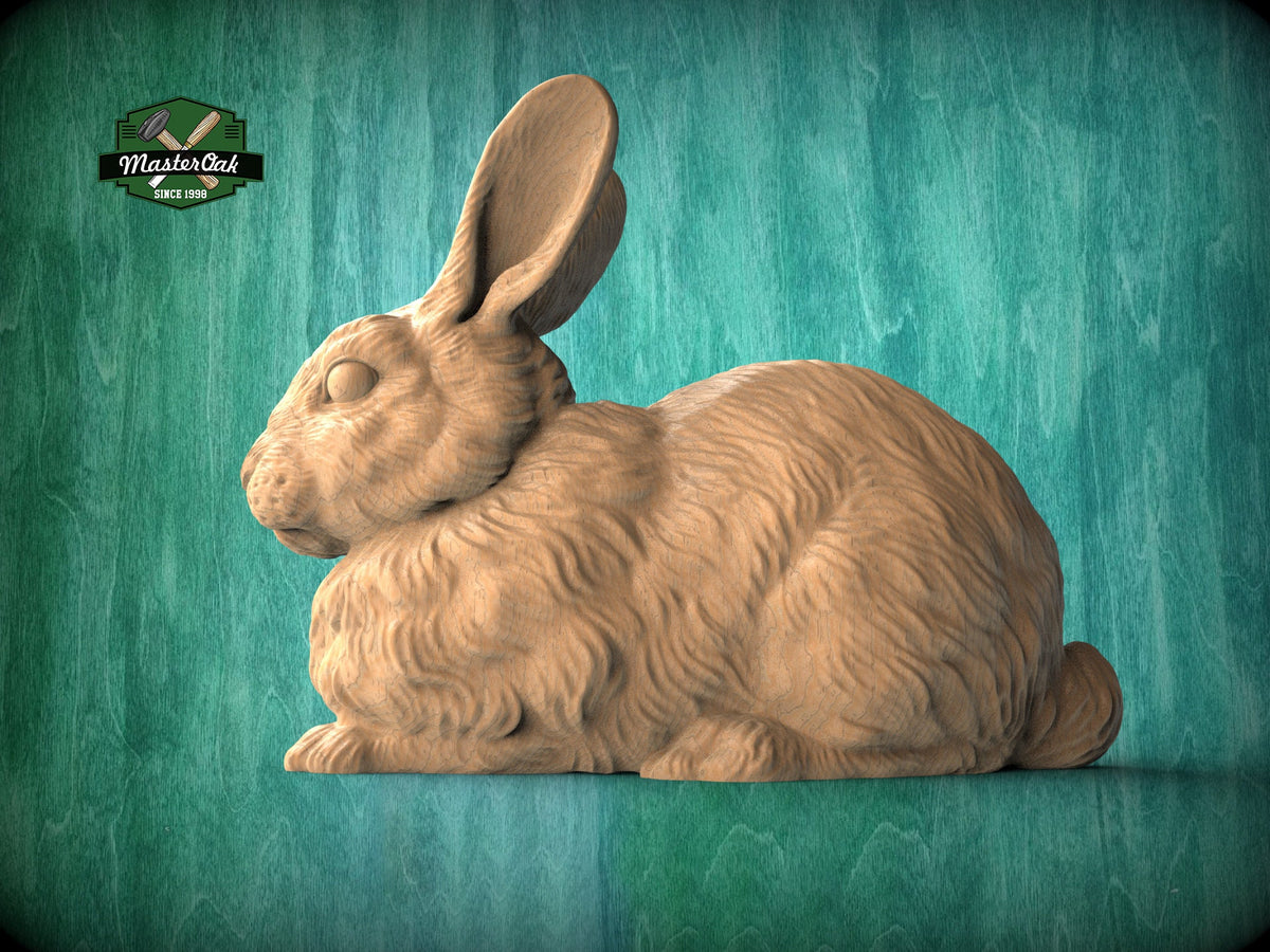 Lying Rabbit Wooden Finial for Staircase Newel Post, Rabbit finial bed post, Rabbit statue of wood, Wooden Rabbit statue cap
