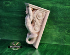 Corbel Merman of wood, Unpainted, Decorative Carved Wooden Corbel, 1pc, Home Wall Embellishments, wood onlays, wood wall art decor