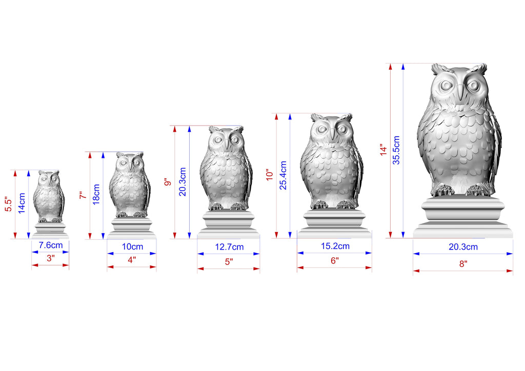 Owl #2 Wooden Finial for Staircase Newel Post, Owl finial bed post, Owl statue of wood, Decorative Newel Post Cap Bird Face