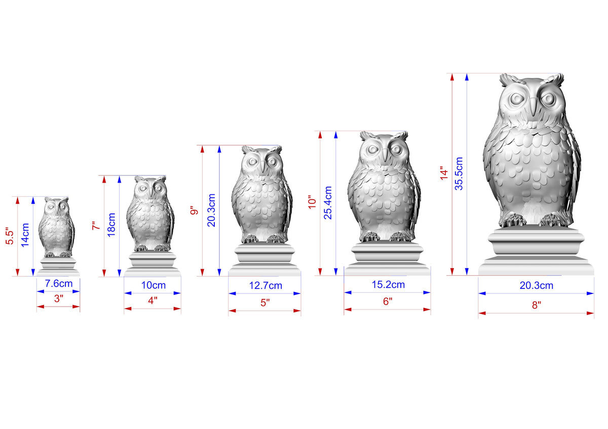 Owl #2 Wooden Finial for Staircase Newel Post, Owl finial bed post, Owl statue of wood, Decorative Newel Post Cap Bird Face
