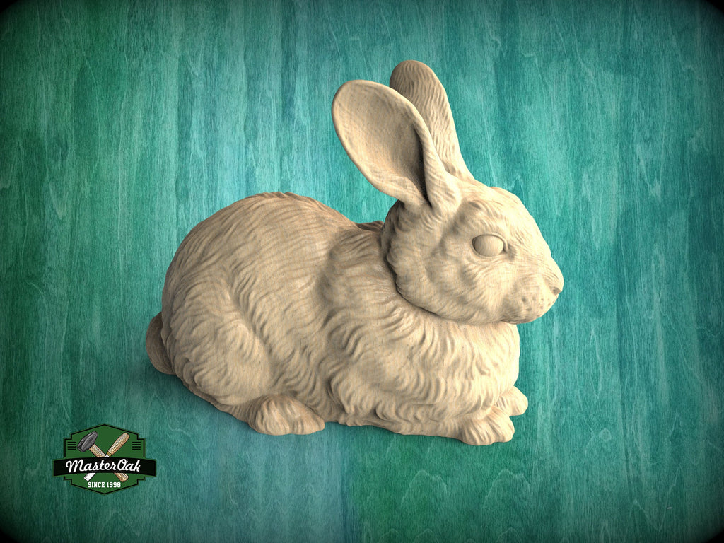 Lying Rabbit Wooden Finial for Staircase Newel Post, Rabbit finial bed post, Rabbit statue of wood, Wooden Rabbit statue cap