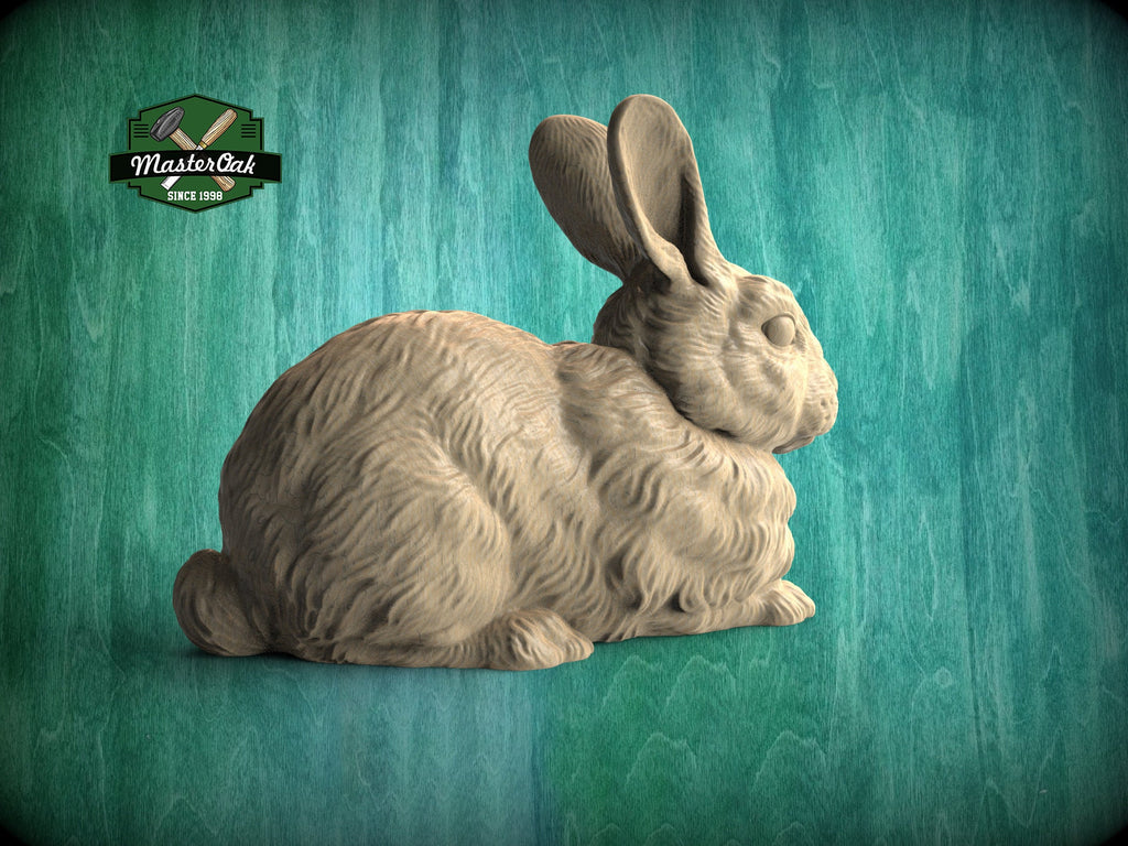 Lying Rabbit Wooden Finial for Staircase Newel Post, Rabbit finial bed post, Rabbit statue of wood, Wooden Rabbit statue cap
