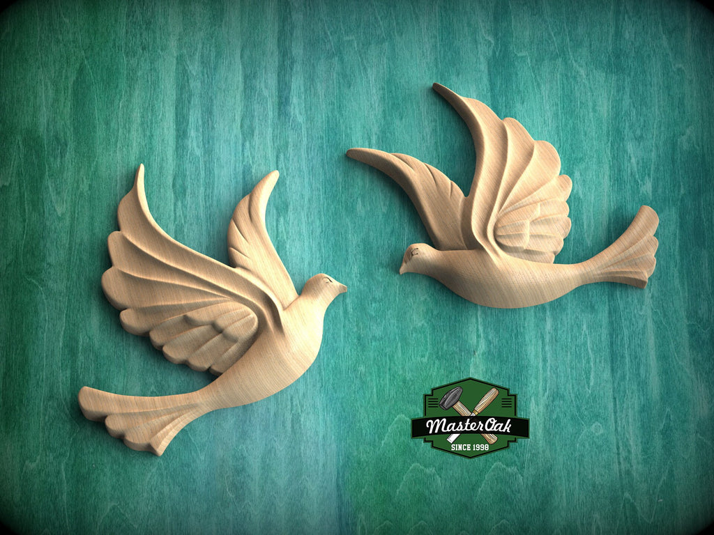 Pair of Doves Wooden Wall Decor, Unfinished Carved Birds, Wedding Doves, Symbol of Peace and Innocence,Pigeons, Holy Spirit Dove Church