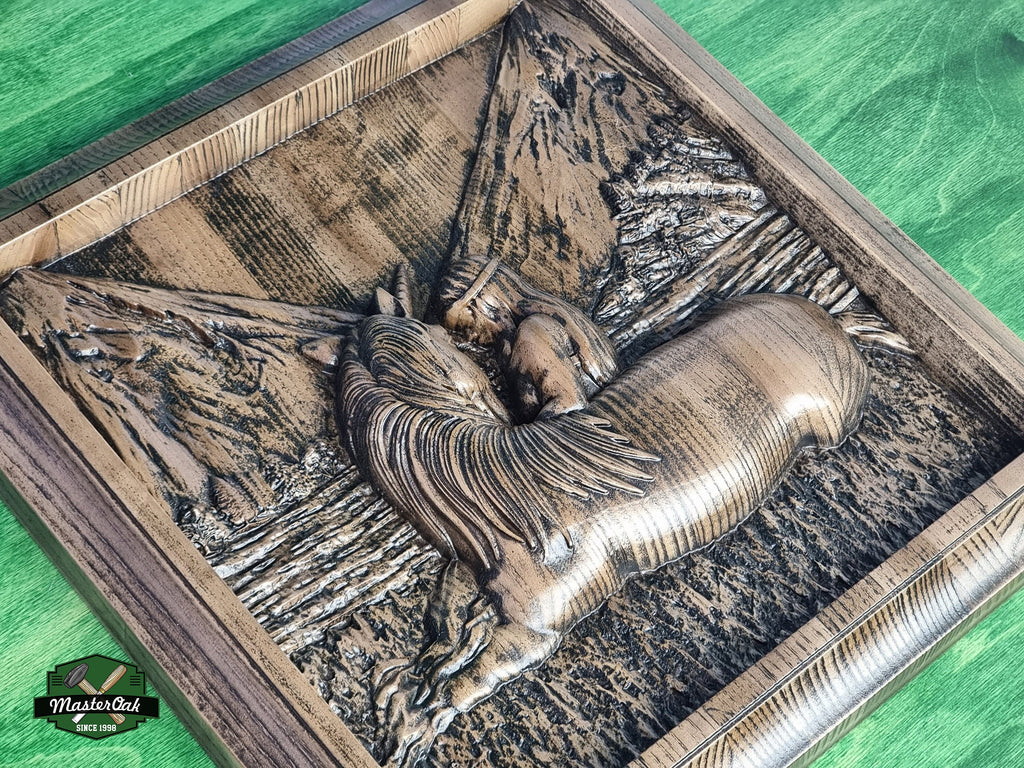 Unicorn Wooden Panel of wood , Room accent, Handcrafted Wooden Carving