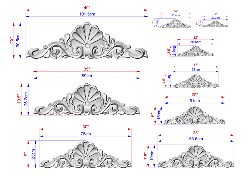 Wooden Shell decor, Wood Carved Applique Onlay, 1pc, Home Wall Embellishments, Furniture Carving