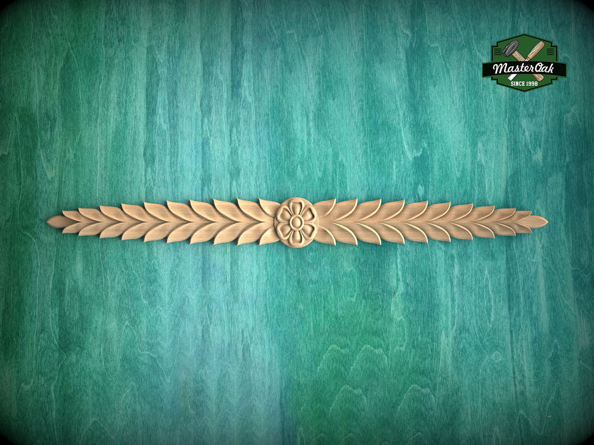 Handcrafted Floral Wood Trim Molding - Elegant Carved Wall Accent for Home Decor, Furniture Embellishment
