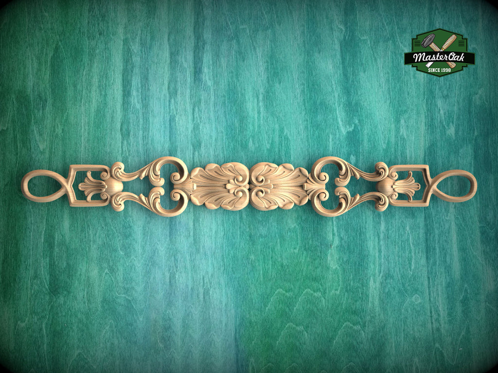 Elegant Carved Wooden Appliqué - 1 piece, Baroque Style Furniture Embellishment