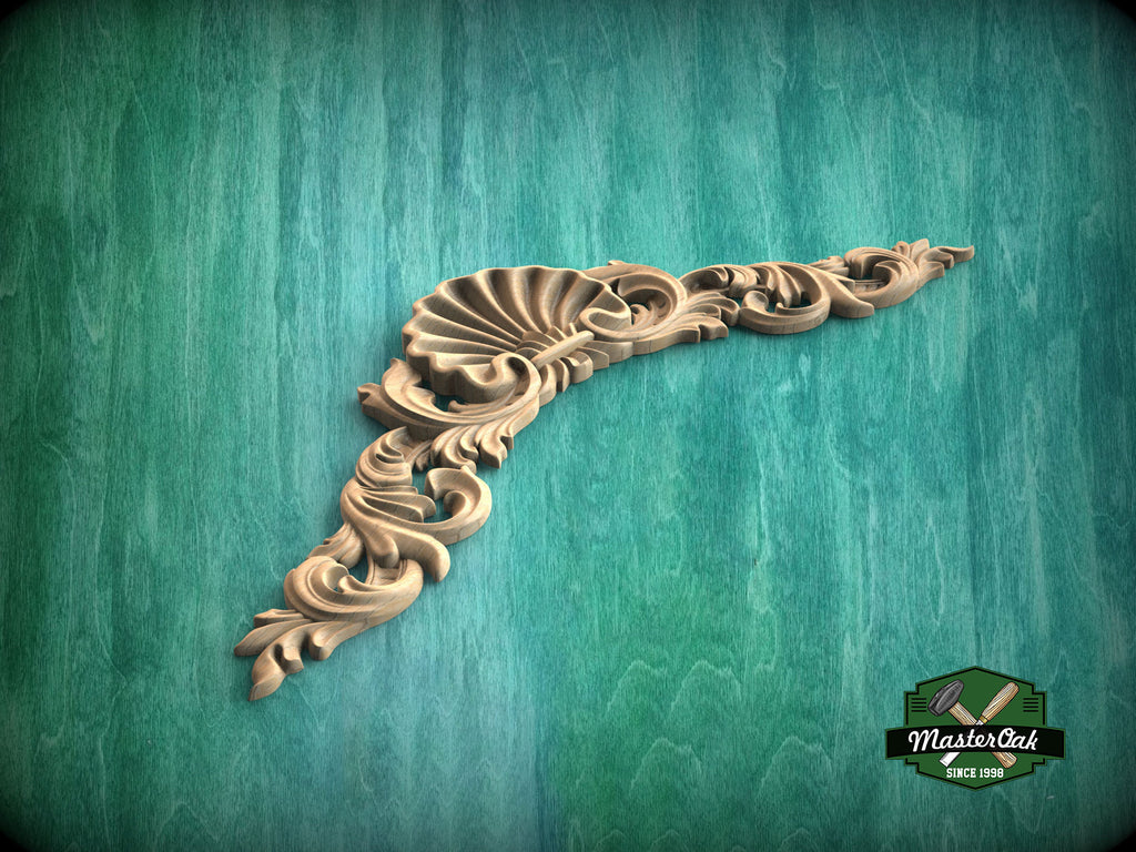 Arched Wooden Shell decor, Millwork Wood Decorative Shell Applique Moulding, 1pc, Home Wall Embellishments, Furniture Carving