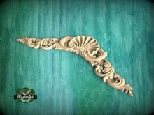 Load image into Gallery viewer, Arched Wooden Shell decor, Millwork Wood Decorative Shell Applique Moulding, 1pc, Home Wall Embellishments, Furniture Carving
