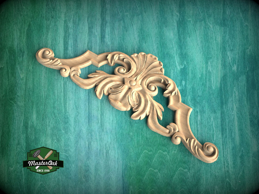 Wooden Shell decor, Wood Carved Applique Onlay, 1pc, Home Wall Embellishments, Furniture Carving