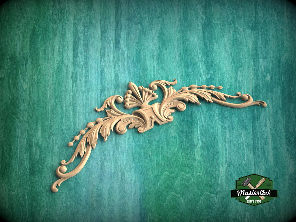 Classic Fleur-de-Lis and Palmette style Wooden Onlay for Elegant Home Decor, Combining styles