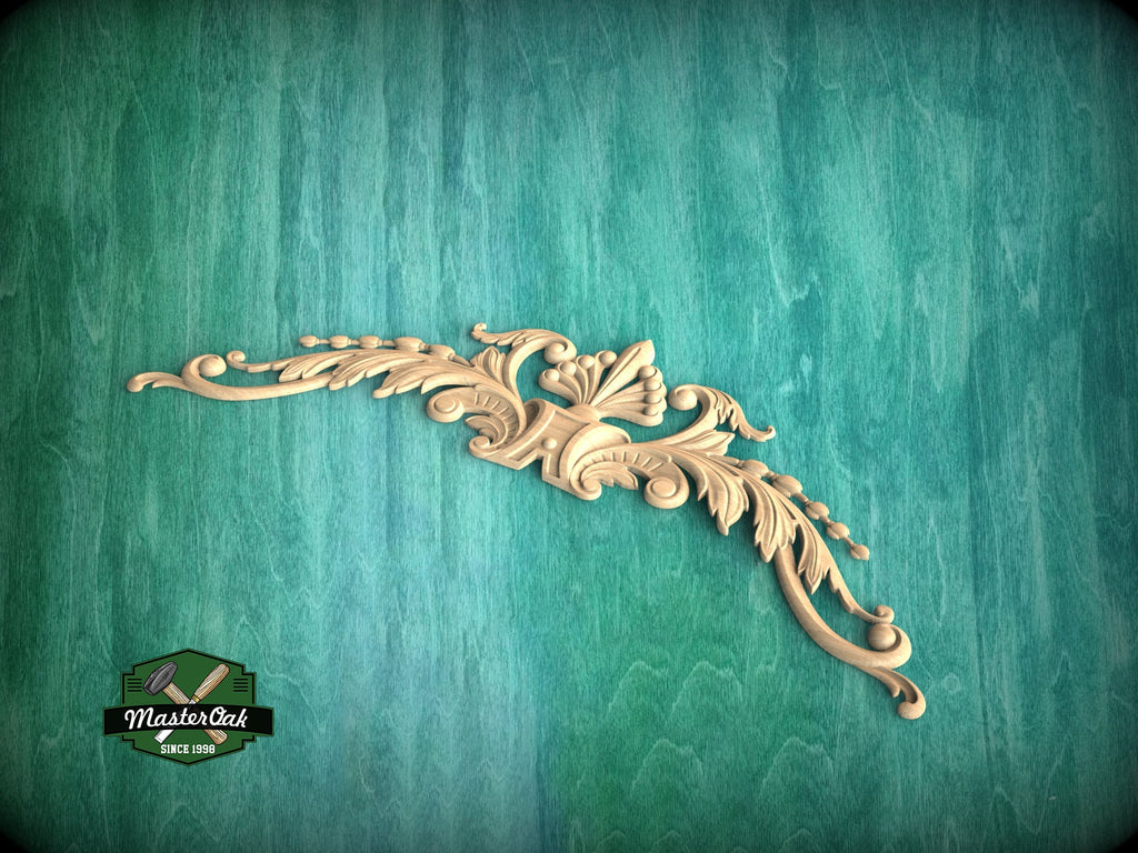 Classic Fleur-de-Lis and Palmette style Wooden Onlay for Elegant Home Decor, Combining styles