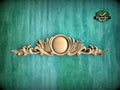 Neoclassical Wooden Carving with Center Plaque for Refined Wall Decor, Unpainted, 1pc, Home Wall Embellishments, Furniture Carving