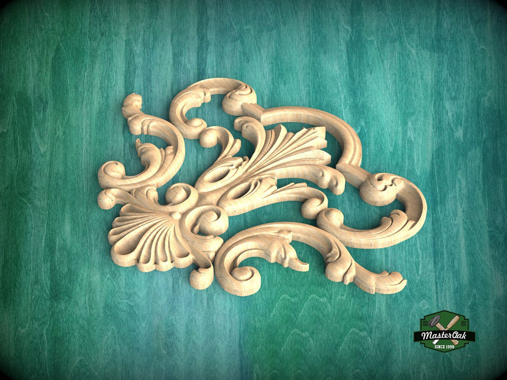 Baroque Inspired Wooden Scrollwork Applique for Classic Interiors, 1 pc, decorative wood trim
