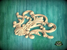 Load image into Gallery viewer, Baroque Inspired Wooden Scrollwork Applique for Classic Interiors, 1 pc, decorative wood trim
