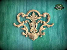 Load image into Gallery viewer, Baroque Inspired Wooden Scrollwork Applique for Classic Interiors, 1 pc, decorative wood trim
