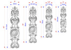 Elongated Renaissance Wooden Applique with Central Rosette, Unpainted, Carved decorative onlays, 1pc, Home Wall Embellishments