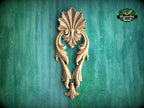 Wooden Acanthus Leaf combined into a shell shape Drop Applique for Classical Decor, Furniture Carving, Wood Onlay, 1pc, Unpainted