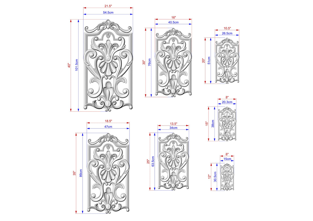 Rectangular Baroque Wooden Panel with Fleur-de-Lis Accent, Carved Wood Onlay, 1pc, Unpainted, Furniture Carving, Wood Onlay