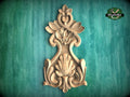 Floral Bouquet Wood Carving Onlay with Decorative Elements,  1pc, Unpainted, Home Wall Embellishments, Furniture Carving, Wood Onlay