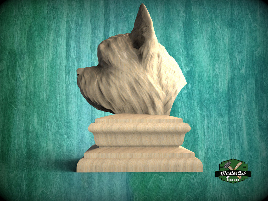 Yorkshire Terrier Wooden Finial for Staircase & Bed Posts