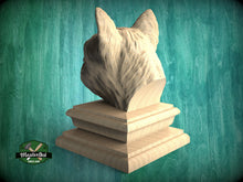 Load image into Gallery viewer, Yorkshire Terrier bust made of wood, Yorkshire Terrier Wooden Finial for Staircase Newel Post, Yorkshire Terrier finial bed post
