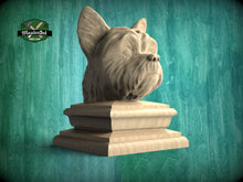 Load image into Gallery viewer, Yorkshire Terrier bust made of wood, Yorkshire Terrier Wooden Finial for Staircase Newel Post, Yorkshire Terrier finial bed post
