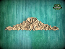 Load image into Gallery viewer, Wooden Shell decor, Wood Carved Applique Onlay, 1pc, Home Wall Embellishments, Furniture Carving
