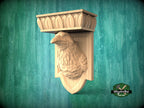 Raven Head Wooden Corbel - Exquisite Hand-Carved Shelf Bracket, Symbol of Wisdom, Gothic Wall Decor Crow