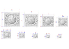 Load image into Gallery viewer, Rectangular Geometric Border Wooden Rosette with Central Filigree, 1 pc, Unpainted
