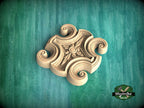 Cross-Shaped Wooden Rosette with Scrollwork, 1 piece, Unpainted, Home Wall Embellishments, square wood onlays, wood wall art decor