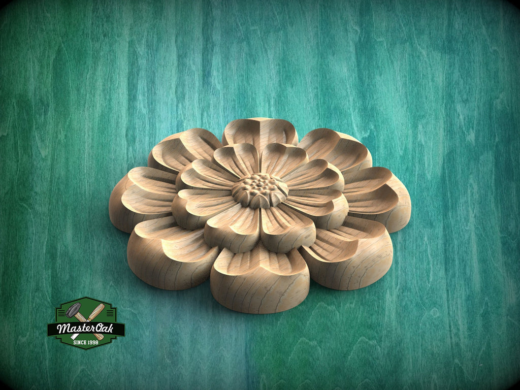 Ornate Wooden Carved Rosette, 1 piece, Unpainted, Home Wall Embellishments, round wooden trims, wood wall art decor