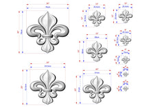 Load image into Gallery viewer, Carved Wooden Fleur-de-lis Rosette, 1 piece, Unpainted, Home Wall Embellishments, wooden trims, wood wall art decor
