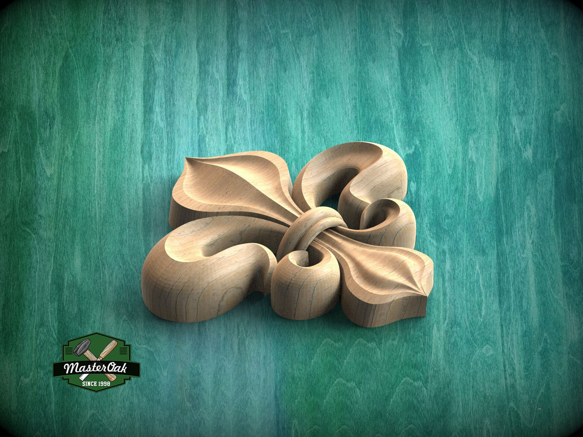 Carved Wooden Fleur-de-lis Rosette, 1 piece, Unpainted, Home Wall Embellishments, wooden trims, wood wall art decor