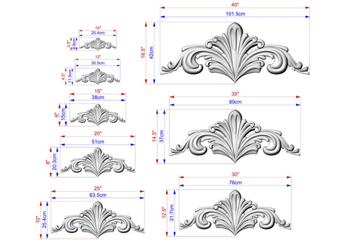 Acanthus Unpainted Wood Carved Embellishments Carved Wood Mantel Applique  Home Decoration Wood Carving Wood Overlay