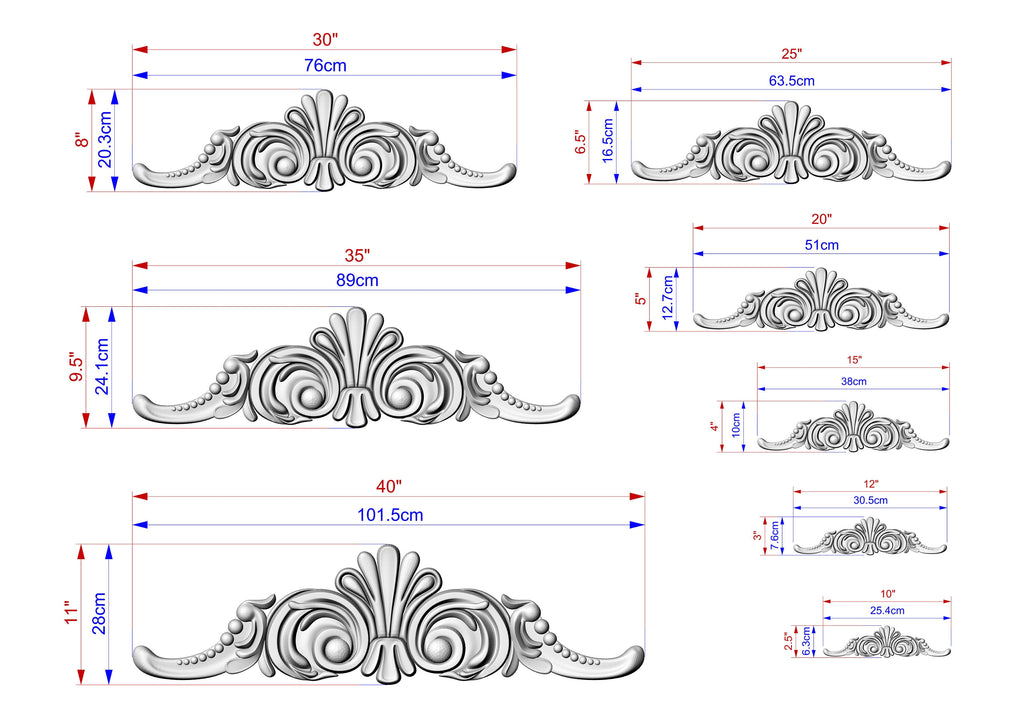 Ornate Wooden Scrollwork Applique for Home Decoration, Unpainted, Wood applique for fireplace surround and mantel